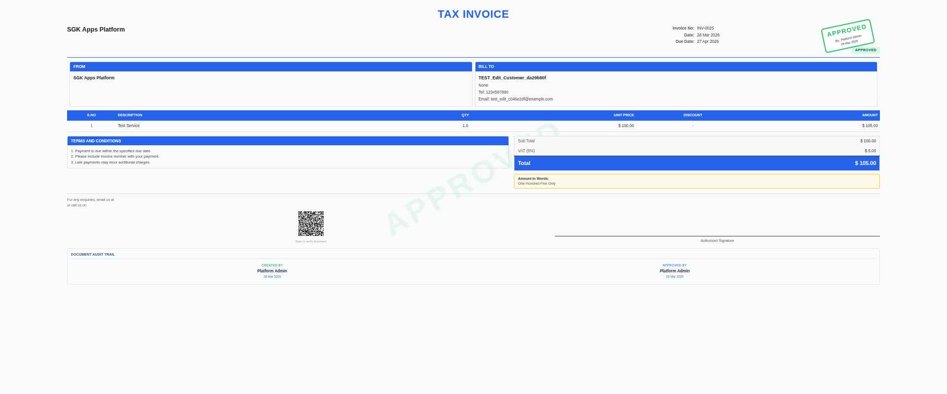 Invoice PDF with QR